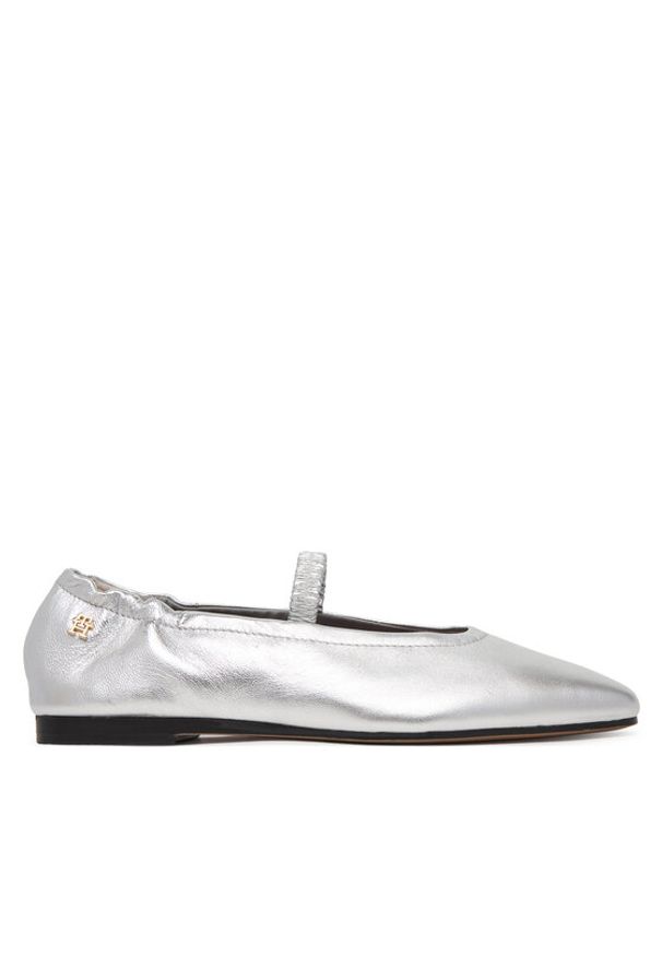 TOMMY HILFIGER - Tommy Hilfiger Baleriny Silver Lth Ellastic Ballerina FW0FW09466 Srebrny. Kolor: srebrny. Materiał: skóra