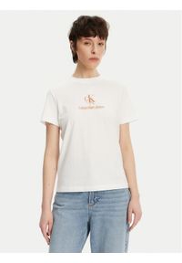 Calvin Klein Jeans T-Shirt Shadow Graphic J20J225545 Biały Regular Fit. Kolor: biały. Materiał: bawełna #1