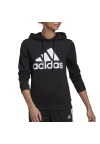 Adidas - Bluza adidas Essentials Relaxed Logo Hoodie GM5514 - czarna. Typ kołnierza: kaptur. Kolor: czarny. Materiał: bawełna, wiskoza, poliester, materiał. Wzór: aplikacja. Styl: klasyczny