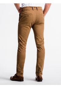 Ombre Clothing - Spodnie męskie chino - camel P830 - XL. Materiał: tkanina, elastan, bawełna. Styl: klasyczny, elegancki #7