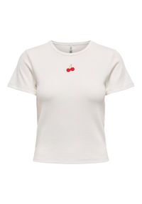 only - ONLY T-Shirt Daniella 15350554 Biały Slim Fit. Kolor: biały. Materiał: syntetyk