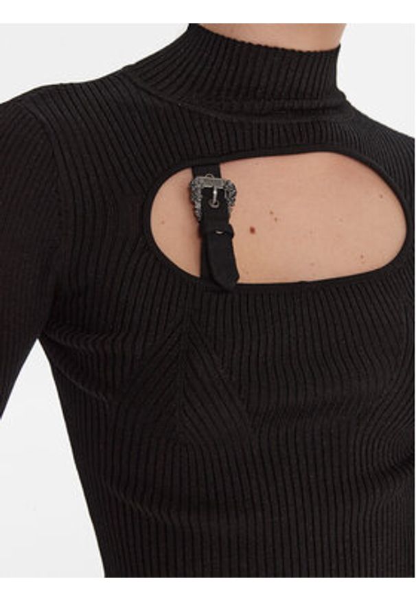 Versace Jeans Couture Golf 79HAFM16 CMH23 Czarny Slim Fit. Typ kołnierza: golf. Kolor: czarny. Materiał: wiskoza