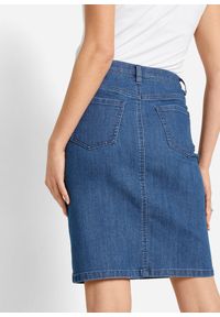 bonprix - Spódnica dżinsowa ze stretchem. Okazja: na spotkanie biznesowe, do pracy. Kolor: niebieski. Materiał: materiał. Wzór: nadruk. Styl: biznesowy, elegancki, sportowy, klasyczny #3