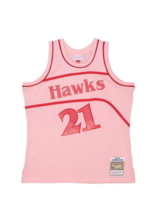 Mitchell & Ness - Koszulka NBA Atlanta Hawks Space Knit Swingman Jersey 1986 Dominique Wilkins. Kolor: czerwony. Materiał: jersey. Sport: koszykówka