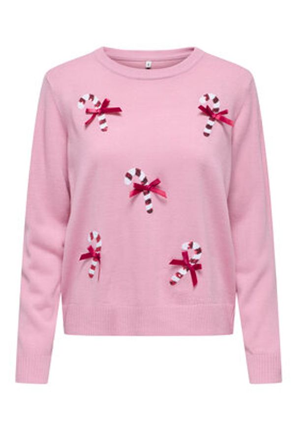 only - ONLY Sweter Xmas Shine 15355004 Różowy Regular Fit. Kolor: różowy. Materiał: syntetyk
