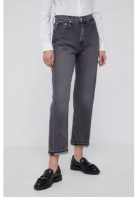 Calvin Klein Jeans Jeansy damskie high waist. Stan: podwyższony. Kolor: szary