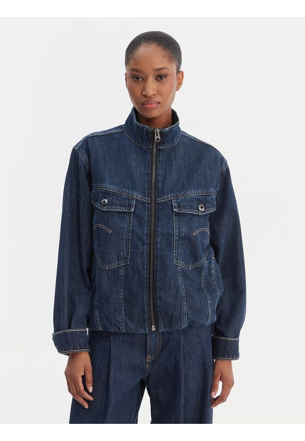 G-Star RAW - G-Star Raw Kurtka jeansowa Rib Trucker D28586-D536 Niebieski Regular Fit. Kolor: niebieski. Materiał: bawełna