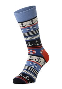 Happy-Socks - Happy Socks Męskie skarpety z cienkiej dzianiny Mężczyźni niebieski|czerwony wzorzysty, 36-40. Kolor: niebieski, czerwony, wielokolorowy. Materiał: dzianina #1