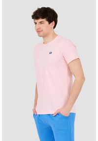 La Martina - LA MARTINA Różowy męski t-shirt z małym logo, Rozmiar L. Kolor: różowy #4