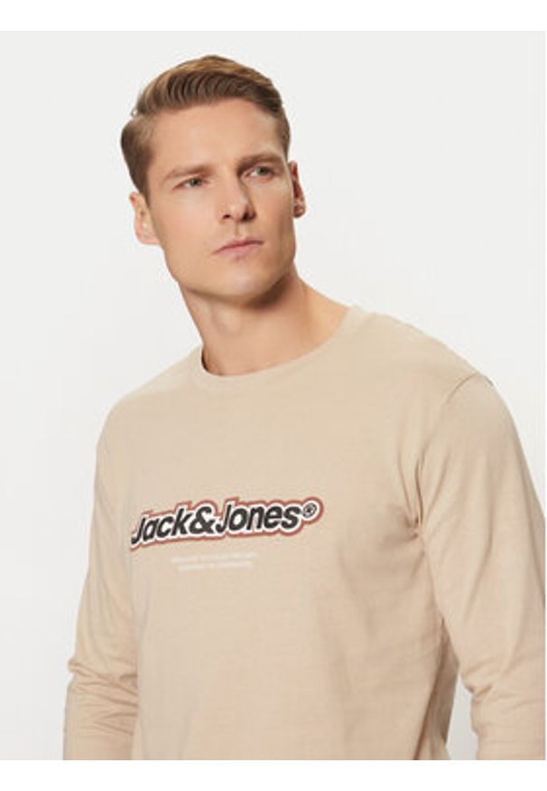 Jack & Jones Longsleeve Vesterbro 12266419 Beżowy Relaxed Fit. Kolor: beżowy. Materiał: bawełna. Długość rękawa: długi rękaw