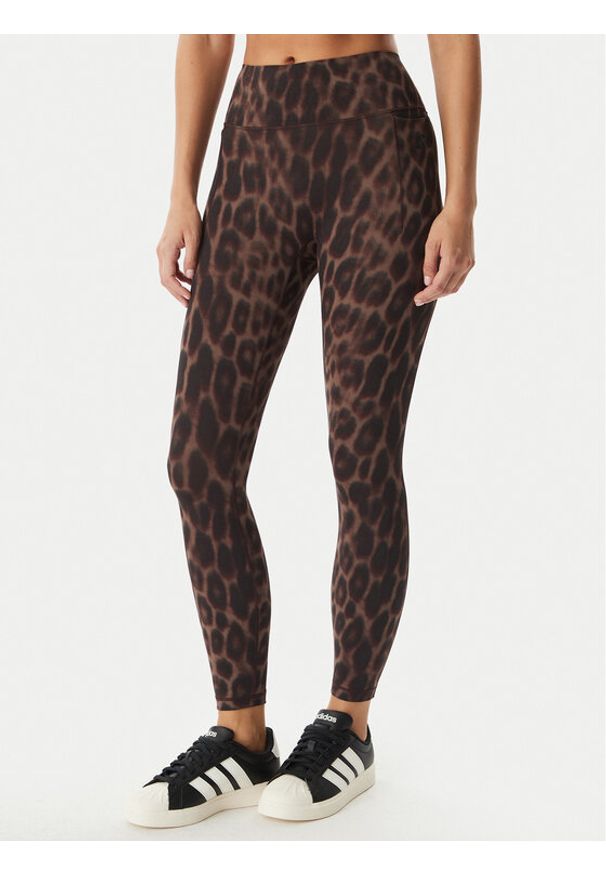 Adidas - adidas Legginsy Optime Power Leopard KF9094 Brązowy Slim Fit. Kolor: brązowy. Materiał: syntetyk