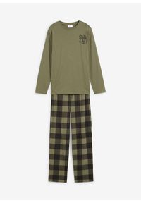 bonprix - Piżama z czystej bawełny organicznej (2 części). Kolor: zielony. Materiał: bawełna #1
