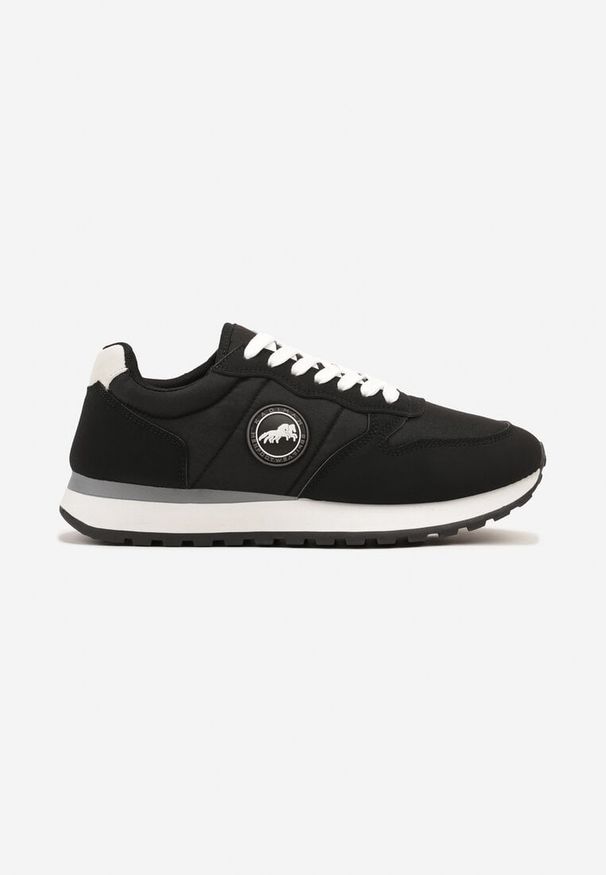 Born2be - Czarne Buty Sportowe Sneakersy z Ozdobną Aplikacją Salintia. Okazja: na co dzień. Kolor: czarny. Materiał: jeans. Szerokość cholewki: normalna. Wzór: aplikacja. Obcas: na płaskiej podeszwie