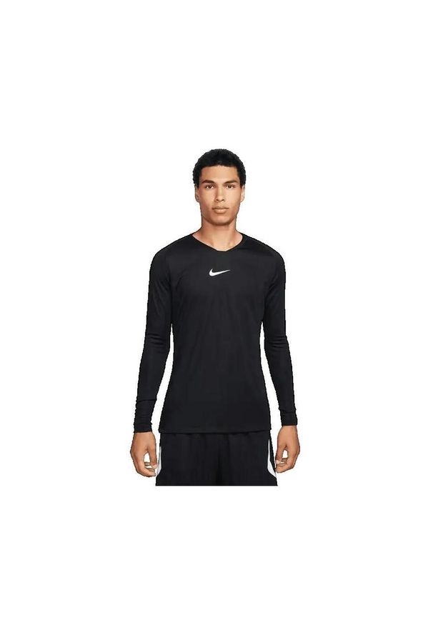 Longsleeve termoaktywny męski Nike Dri-FIT Park First Layer. Kolor: czarny. Materiał: syntetyk. Długość rękawa: długi rękaw. Technologia: Dri-Fit (Nike). Sport: piłka nożna
