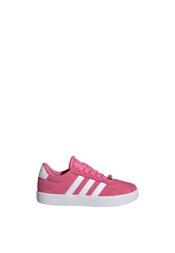 Adidas - Buty VL Court 3.0 Kids. Kolor: wielokolorowy, szary, różowy, biały. Materiał: materiał, zamsz