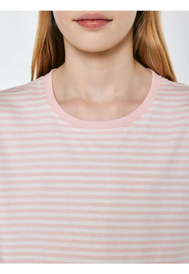 Big-Star - Koszulka dziewczęca w paski różowa Mica 600. Okazja: na co dzień. Kolor: różowy. Materiał: materiał, bawełna, żakard, dzianina, skóra. Wzór: paski. Styl: elegancki, klasyczny, casual