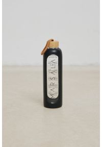 Marsala - Szklana butelka na wodę w kolorze BLACK - DROP. Wzór: nadruk. Styl: elegancki