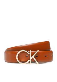 Calvin Klein Pasek Damski Re-Lock Ck Logo Belt 30Mm K60K610157 Brązowy. Kolor: brązowy. Materiał: skóra