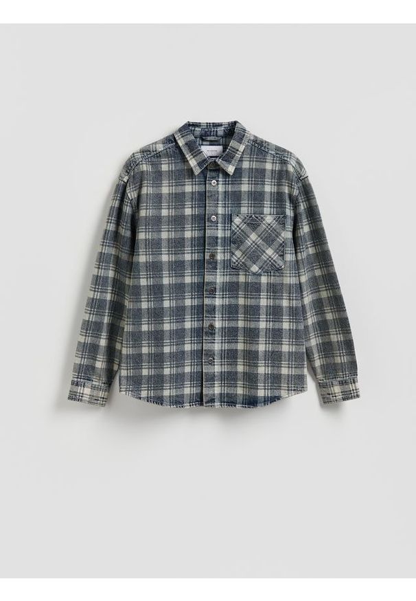 Reserved - Koszula comfort fit w kratę - niebieski. Kolor: niebieski. Materiał: bawełna, tkanina