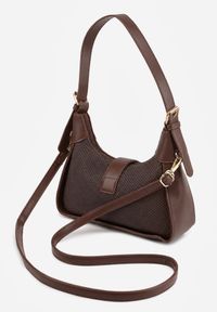 Born2be - Brązowa Torebka na Ramię Typu Hobo z Plecioną Fakturą i Ozdobną Kłódką Agarice. Kolor: brązowy. Styl: elegancki, casual. Rodzaj torebki: na ramię #2
