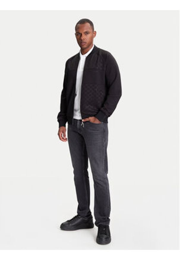 Karl Lagerfeld - KARL LAGERFELD Bluza 705023 553902 Czarny Regular Fit. Typ kołnierza: dekolt w karo. Kolor: czarny. Materiał: syntetyk