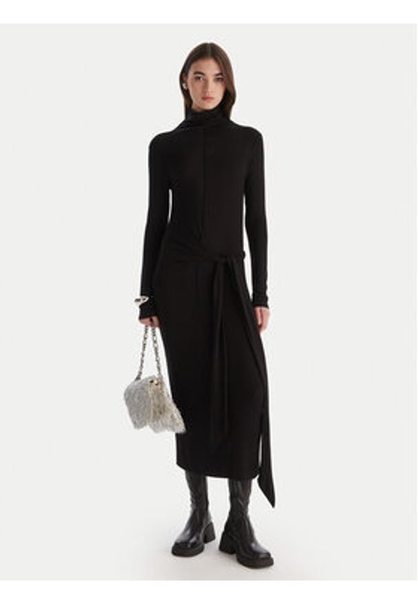 Patrizia Pepe Sukienka dzianinowa 2A2958 J337 Czarny Regular Fit. Kolor: czarny. Materiał: wiskoza