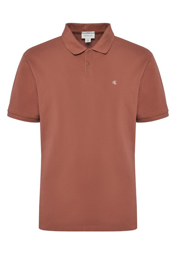 Calvin Klein Jeans Polo LV040EM269 Brązowy Regular Fit. Typ kołnierza: polo. Kolor: brązowy. Materiał: bawełna