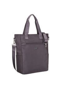Szara shopperka damska na uchwytach i doczepianym pasku, zamykana suwakiem Peterson PTN CTY-17. Kolor: szary #1