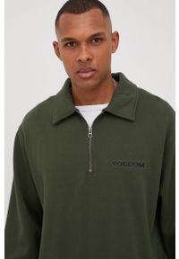 Volcom bluza męska kolor zielony gładka. Kolor: zielony. Długość: krótkie. Wzór: gładki #5