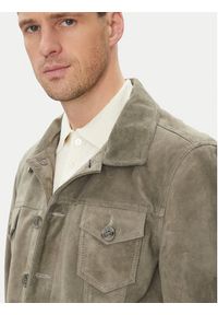 Serge Pariente Kurtka skórzana Jeans Szary Regular Fit. Kolor: szary. Materiał: skóra #3