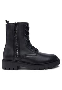 Calvin Klein Jeans Botki Combat Mid Laceup Zip Wn YW0YW01035 Czarny. Kolor: czarny. Materiał: skóra #1