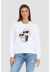 Karl Lagerfeld - KARL LAGERFELD Biała bluza damska Ikonik 2.0, Rozmiar L. Kolor: biały. Materiał: bawełna #1