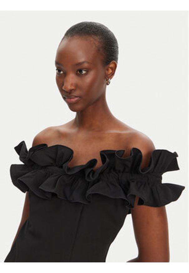 ROTATE Sukienka koktajlowa 113810100 Czarny Slim Fit. Kolor: czarny. Materiał: syntetyk, wiskoza. Styl: wizytowy