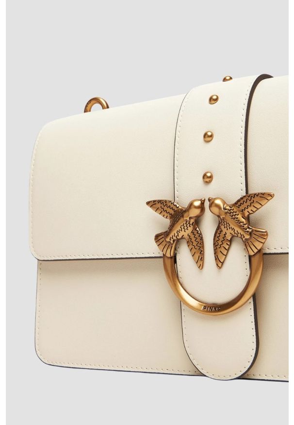 Pinko - PINKO Biała skórzana damska torebka listonoszka Love One Classic ST.. Kolor: biały. Materiał: skórzane. Styl: elegancki, casual