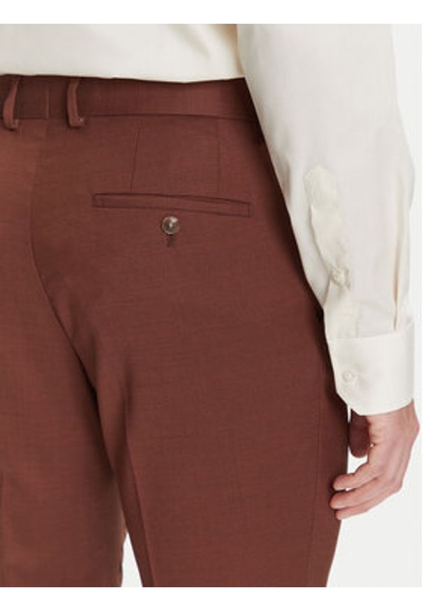 BOSS Garnitur H-Huge 50546080 Brązowy Slim Fit. Kolor: brązowy. Materiał: wełna