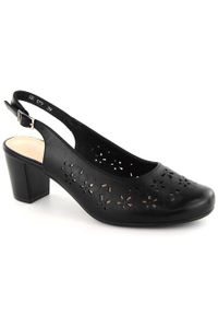 Sandały damskie pełne ażurowe czarne Sergio Leone SK179. Kolor: czarny. Wzór: ażurowy