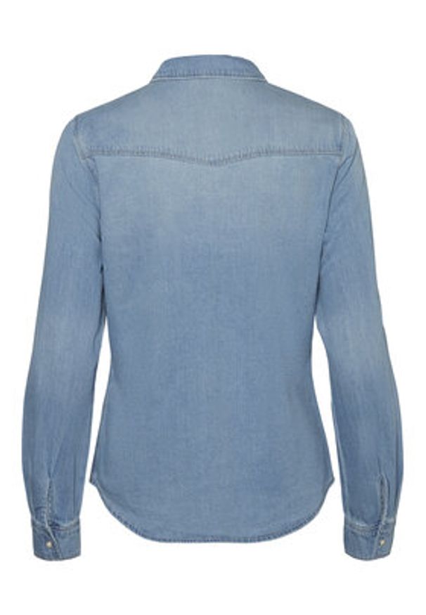 Vero Moda Koszula jeansowa Maria 10277523 Błękitny Slim Fit. Kolor: niebieski. Materiał: bawełna