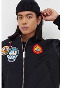 Iceberg kurtka bomber wełniana x Looney Tunes kolor czarny przejściowa. Kolor: czarny. Materiał: wełna #4
