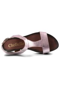 CheBello - Sandały CHEBELLO 2312_-086-000-PSK-S62 Różowy. Okazja: na co dzień, na spacer, do pracy. Zapięcie: pasek. Kolor: różowy. Materiał: jeans, skóra. Styl: casual, klasyczny #4