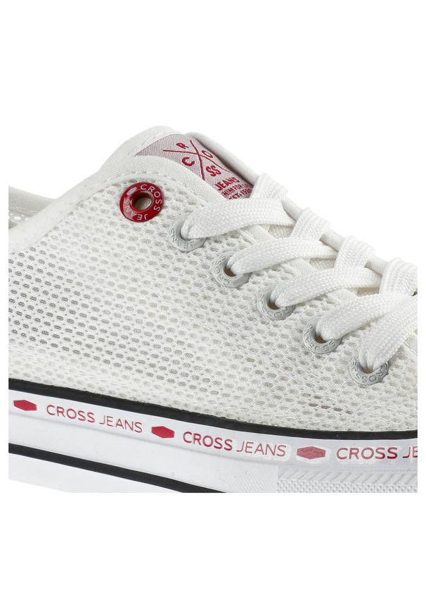 Białe Trampki Cross Jeans Damskie Wygodne Obuwie. Kolor: biały. Materiał: guma, materiał. Szerokość cholewki: normalna. Wzór: ażurowy