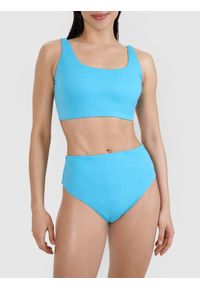 4f - 4F Dół od bikini damski - turkusowy S. Stan: podwyższony. Kolor: turkusowy. Materiał: syntetyk, włókno, elastan, materiał