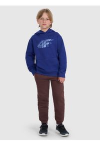 4f - 4F Spodnie dresowe joggery chłopięce - brązowe 122 (6-7 lat). Okazja: na co dzień. Kolor: brązowy. Materiał: dresówka. Wzór: ze splotem, gładki. Sezon: lato. Styl: młodzieżowy, sportowy, casual #1