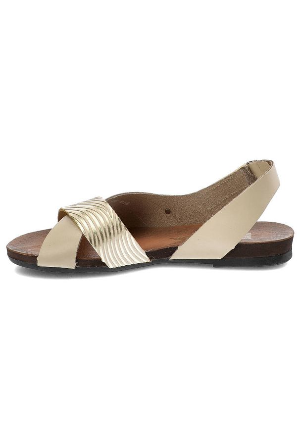Beżowe Sandały Lemar Modne Buty Na Lato. Zapięcie: rzepy. Kolor: beżowy. Materiał: skóra. Wzór: aplikacja. Sezon: lato. Obcas: na obcasie. Styl: elegancki. Wysokość obcasa: niski