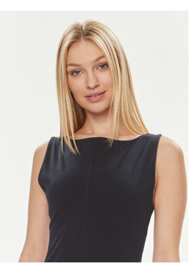 ViCOLO Sukienka codzienna TB0109 Granatowy Slim Fit. Okazja: na co dzień. Kolor: niebieski. Materiał: bawełna. Typ sukienki: proste. Styl: casual