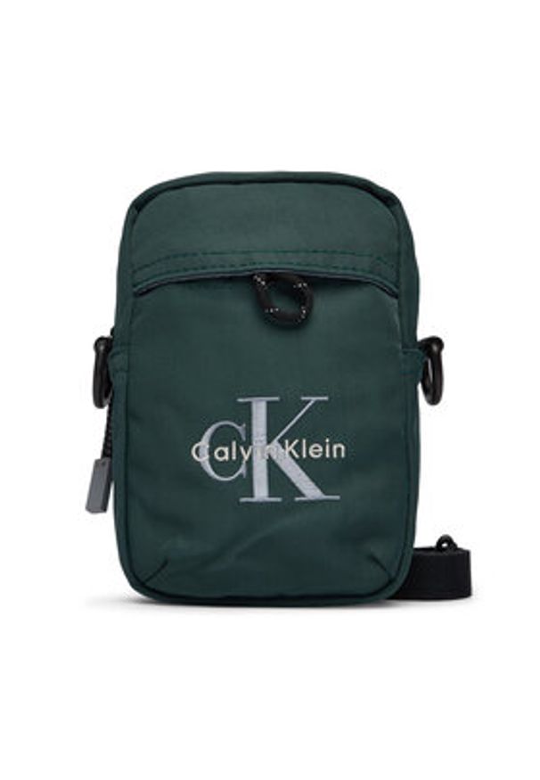 Calvin Klein Saszetka Bold Logo Nylon Slim Reporter LV04D3231G Zielony. Kolor: zielony. Materiał: materiał