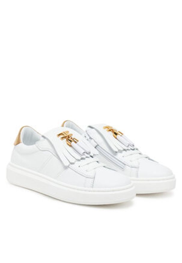 Elisabetta Franchi Sneakersy F4-A9E-0232 Biały. Kolor: biały. Materiał: skóra