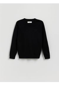Reserved - Sweter z haftem - czarny. Kolor: czarny. Materiał: wiskoza. Wzór: haft