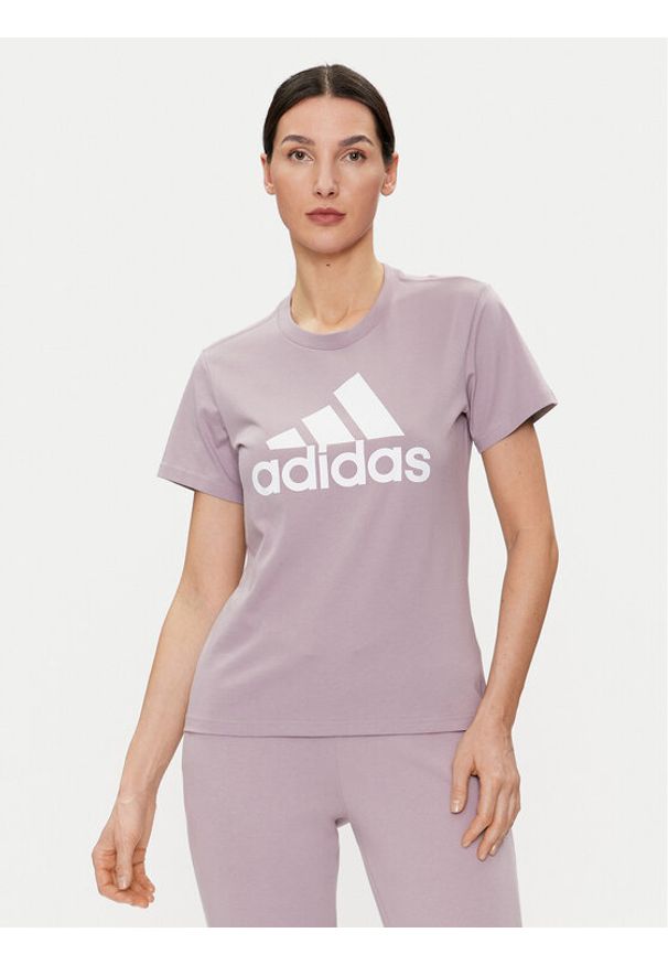 Adidas - adidas T-Shirt Essentials Logo IR5411 Fioletowy Regular Fit. Kolor: fioletowy. Materiał: bawełna