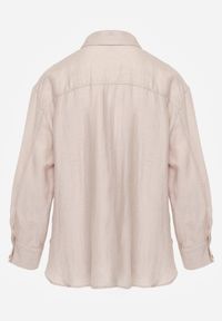 Born2be - Beżowa Koszula Oversize z Wiskozą i Lnem Zdobiona Nieregularnymi Guzikami Inisera. Okazja: na co dzień, do pracy. Typ kołnierza: kołnierzyk klasyczny. Kolor: beżowy. Materiał: wiskoza, len. Długość: długie. Wzór: aplikacja. Styl: casual, klasyczny, elegancki #3