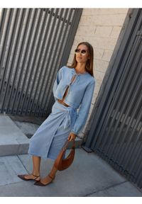 Reserved - Jeansowa spódnica midi - niebieski. Kolor: niebieski. Materiał: jeans #1